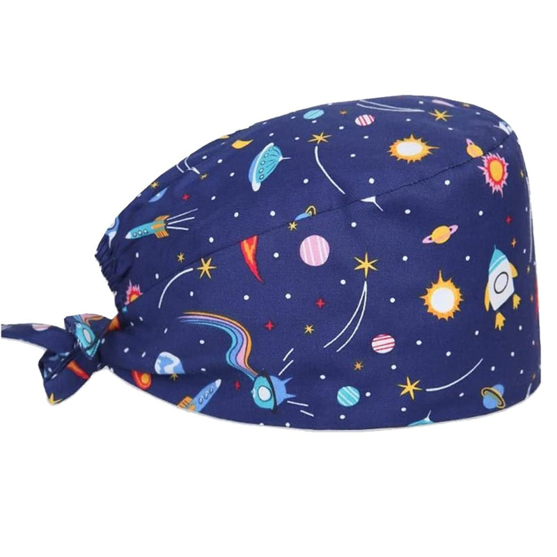 PlandleLee surgical caps fabric nurse, scrubbing cap, printed full turban hat, adjustable full hair cover, unisex doctor cap with sweatband