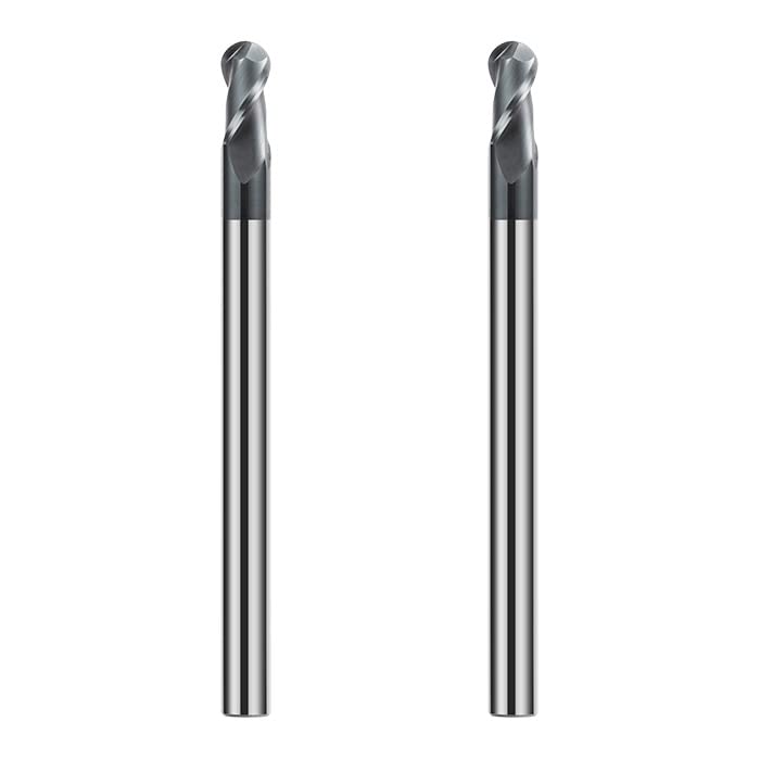 CREEYA 2 pieces carbide ball nose cutter 3 mm, 2 teeth/2 cutting CNC ball cutter, HRC 55, AlTiN black coating, solid carbide radius cutter 3 mm for steel, metal, wood, acrylic, plastic (Ø 3 mm) 3 mm - 2 pieces