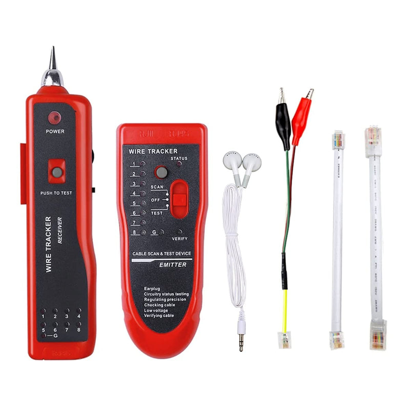 Network Cable Tester, LAN Telephone Cable Tracker Diagnostic Tone Tracer for STP UTP Cat5 Cat6 RJ45 RJ11, Detector Line Finder
