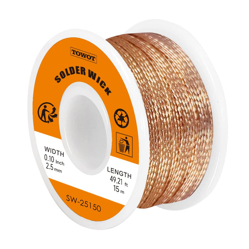 TOWOT Solder Wick, Desoldering Braid, Flux Wick and Desoldering Braids - Efficient and Professional Solder Removal Solution 49.21ft