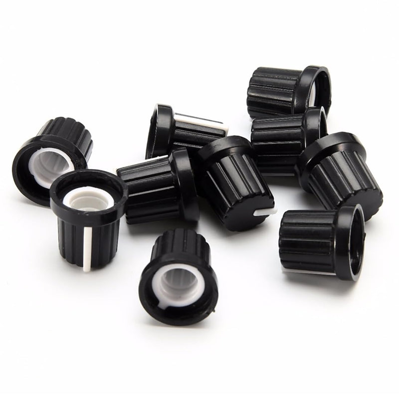 YEHUIMEI Pack of 10 Rotary Knob 6 mm Potentiometer Buttons for Electric Guitar Acrylic Volume Tone Buttons Black