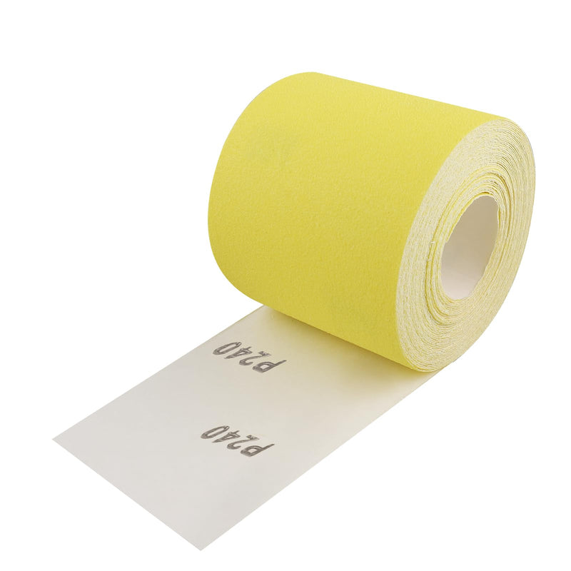 Shineboc sandpaper roll yellow, 93 mm x 10 m sandpaper quartz sand dry sandpaper for hand sanders for wood, metal, steel, stainless steel - 10 m/grit 240 10 meters grit 240