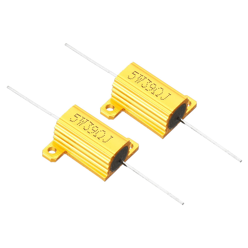 PATIKIL Pack of 2 5W 39 Ohm Aluminum Case Resistor Housing Wire Resistors Screw Tap Power Resistor Gold Tone