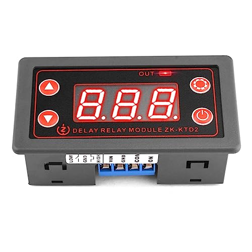 Time Relay DC 5V-30V Timer Relay Programmable Relay Switching Module LED Display Digital Time Cycle 0.1s-999 Minutes ON-Off Control for Light Water Pump Motor