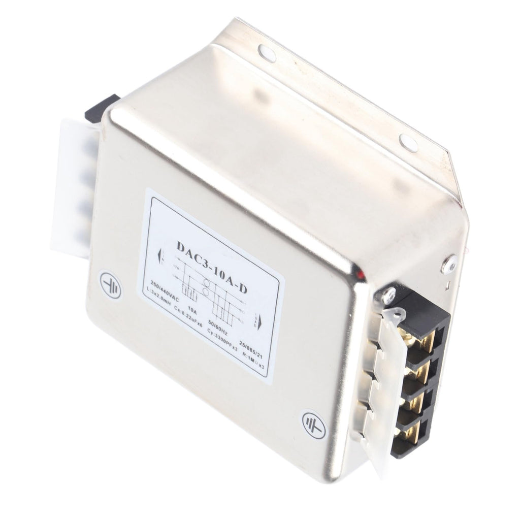 3 Phase Filter, Easy to Install AC250/440V Versatile Power Filter for Security Surveillance Systems (10A)