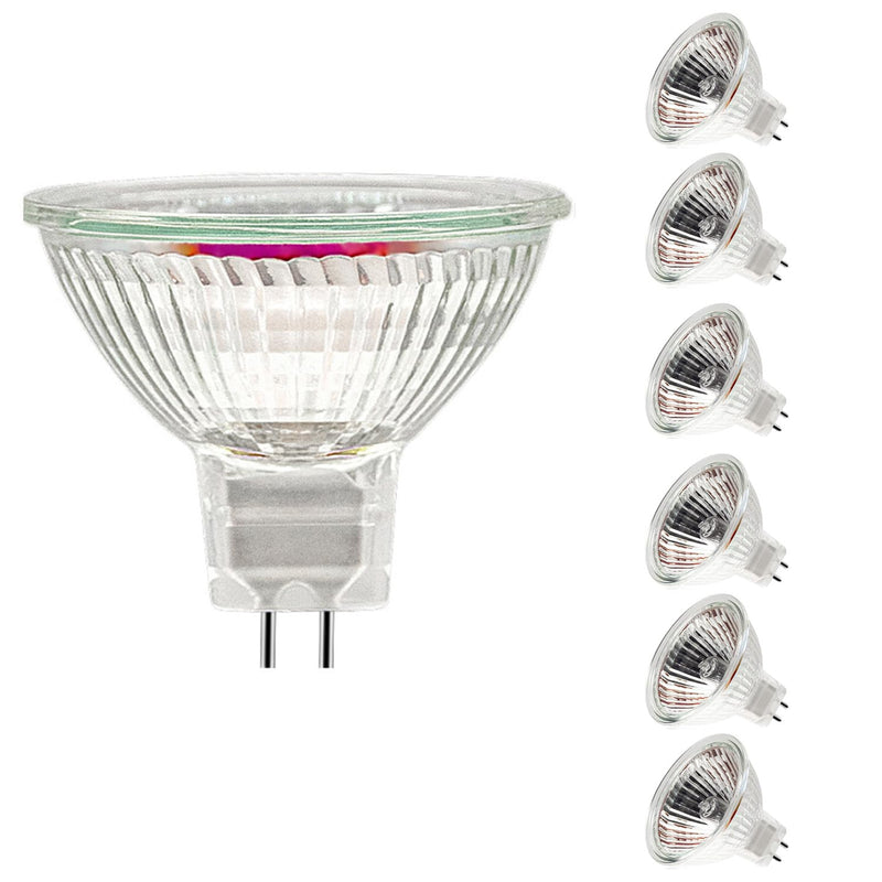 Jaenmsa MR16 halogen bulb, halogen 12V 35W, GU5.3 halogen spotlight 2700K warm white, MR16 halogen lamps dimmable, halogen reflector light bulb bi-pin, ceiling light bulbs 420LM pack of 6 MR16-35W-6P
