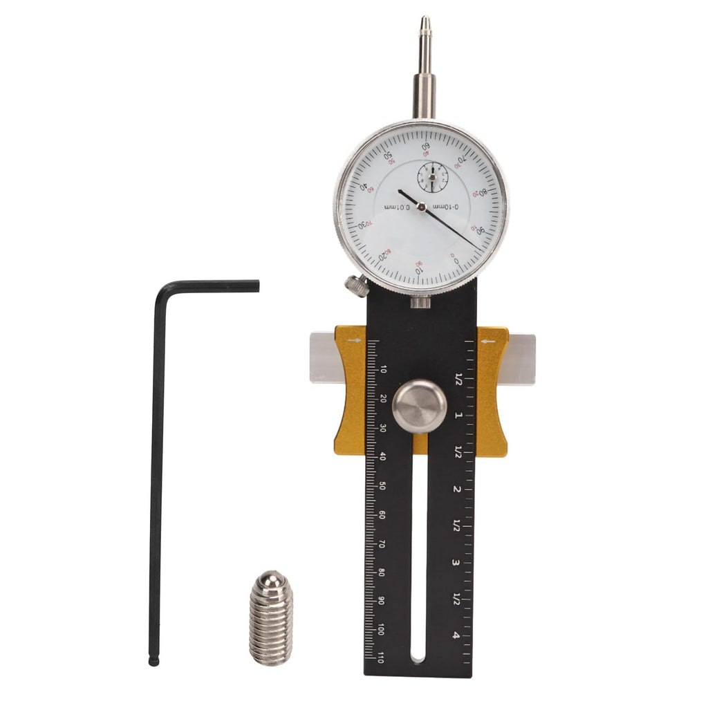 Table saw dial indicator, table saw measuring device for aligning and calibrating workshop machines