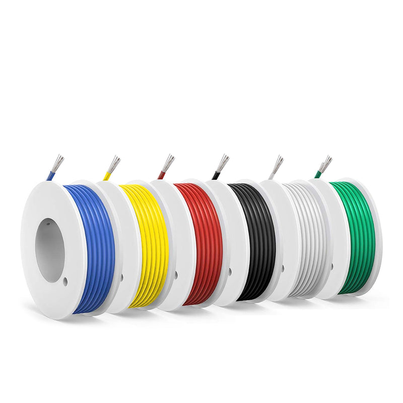 0.75mm² silicone electrical cable-SCHDRA 18 AWG tinned copper wire coil, 6 colors, 3 meters per cable, stranded wire, flexible and soft, ideal for electrical applications 18AWG silicone 3m