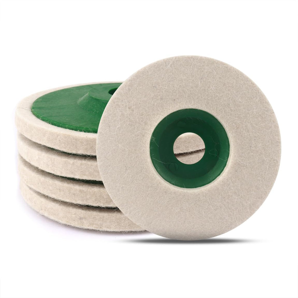 ATOPLEE Wool Polishing Disc, Pack of 5 125mm DIA Polishing Disc for Angle Grinder, Wool Felt Polishing Disc for Metal, Marble, Wood (Hole Diameter: 22mm） 125mm DIA, 8mm THK, 5pcs