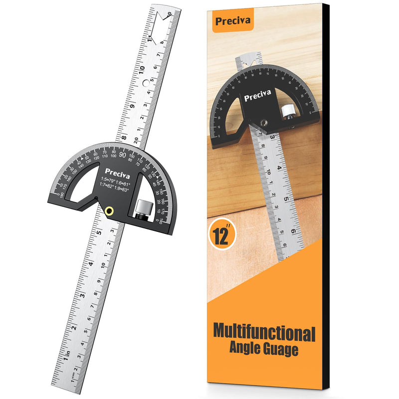 Protractor, stop square Preciva universal combination square with ruler stop for precise marking and drawing with multi-angle stop ruler protractor High-quality professional measuring tool