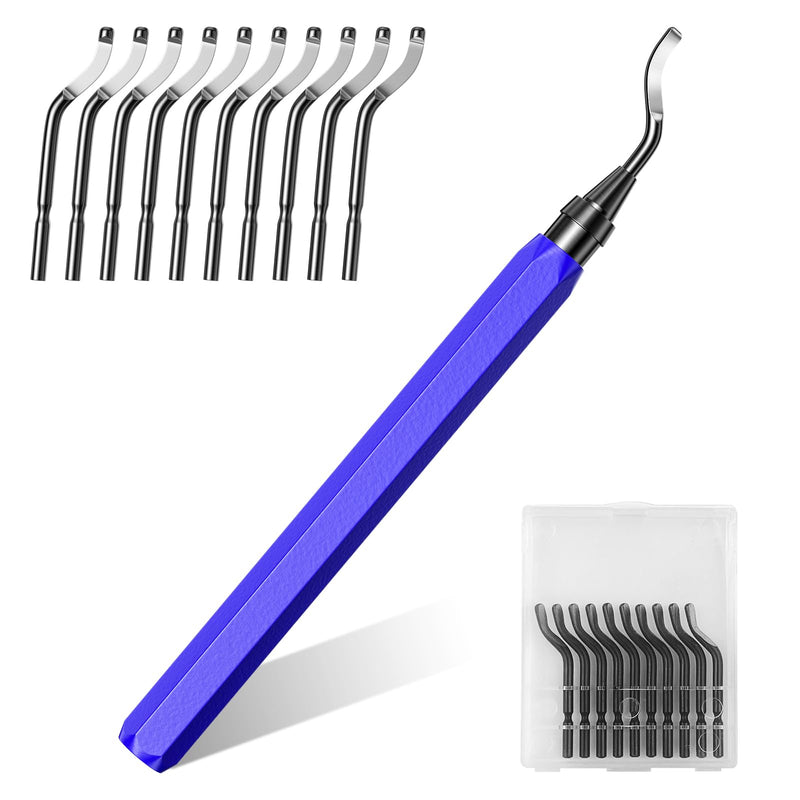 Frevoitna deburring tool universal, 360° rotating deburring metal, hand deburring with 10 replacement blades, deburring tool, blade cutting tool for 3D printers, plastic, aluminum