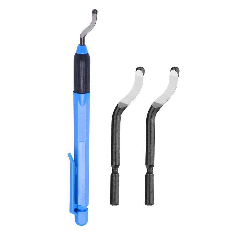1 piece deburring tool universal, plastic hand deburring tool, 360° rotating blade cutting tool, hand deburring tool, with 2 replacement blades, for 3D printers, plastic, aluminum and stainless steel