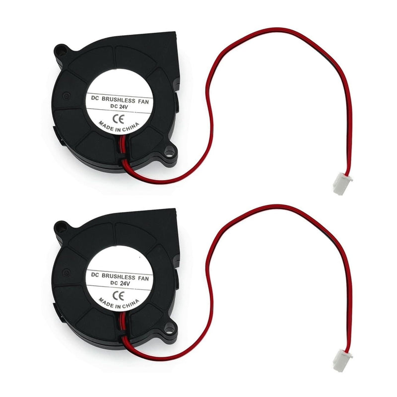 JZK 2PCS Small Blower 24V 5015 Fan, Speed: 6500rpm/min, 50x50x15mm, 3D Printer Blower Fan 24V 5cm, Brushless DC Fan 50mm