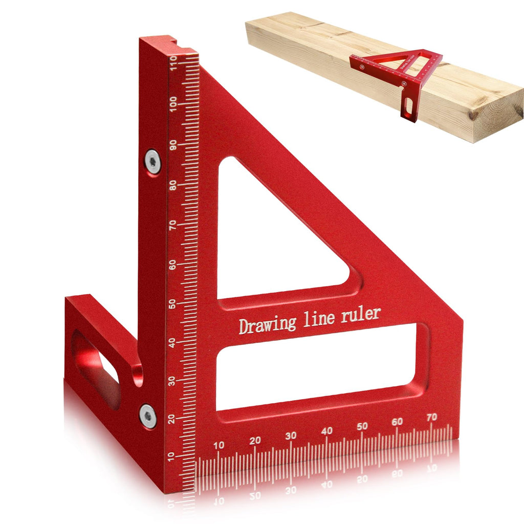 Woodworking Square Protractor, 3D Multi-Angle Measuring Ruler, 45/90 Degree Aluminum Miter Triangle Ruler Scriber, High Precision Layout Multi-Purpose Measuring Tool for Engineers