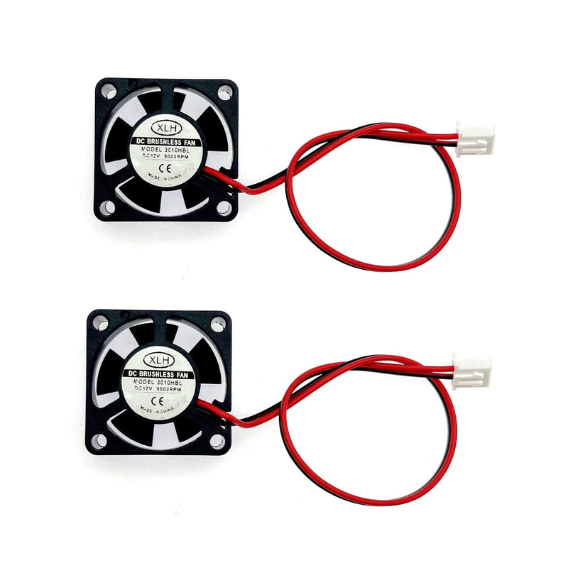 JZK 2PCS 30x30x10mm 2pin DC 12V Quiet Mini Fan with Cables 3010 Small Quiet Fan 30mm 3cm Miniature Brushless DC Fan 12V 3D Printer Fan with Cable, Heatsink Fan