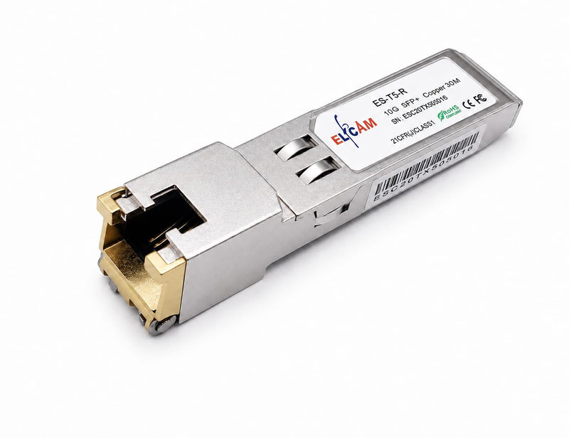 Elfcam - 10Gb SFP+ to RJ45 Transceiver Module 30m, 10Gbase-T RJ45 Connector 30 Meters, Compatible with Cisco SFP-10G-TS and Open Switch 10Gbase-T-30m