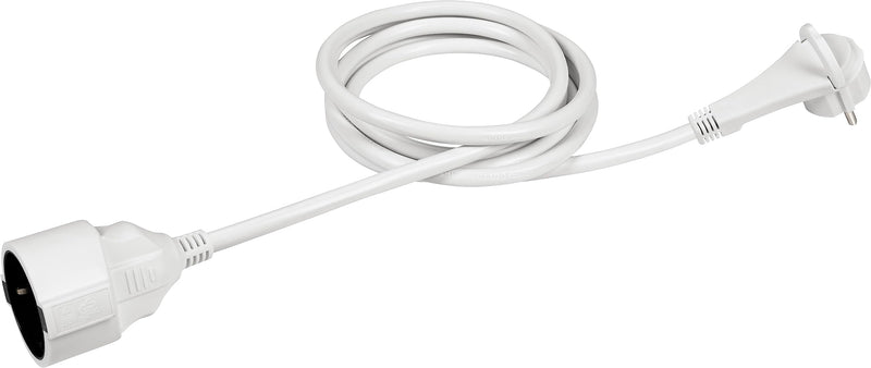 Meister protective contact extension - extra flat plug - 2 m cable - white - IP20 indoor use / coupling with contact protection / Schuko extension with flat plug / power cable / 7432270 2 m (model 2) white