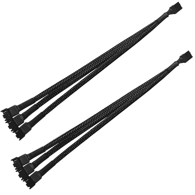 GeekerChip Y cable for fan PWM 3 pin 1 piece, 3-way PWM fan adapter extension PWM fan splitter, fan splitter cable, suitable for computer PC fan cable black - 2 pack