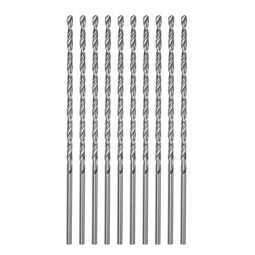 QUARKZMAN Extra Long Spiral Drill Bits 3 mm HSS Drill Bit with High-Speed Steel Straight Shank Drill Bits 120 mm Length for Metal Woodwork Plastic Aluminum Alloy Pack of 10 3mmx120mm