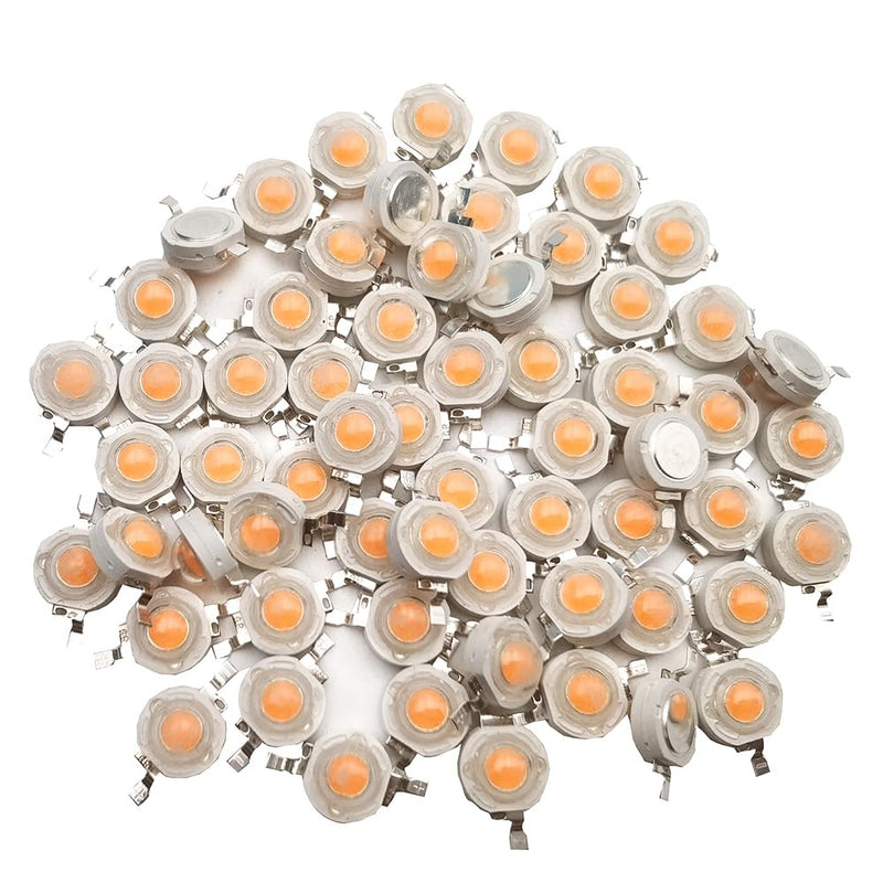 Vrabocry Pack of 50 High Power LED Chip on Board 3W Full Spectrum 380-840nm 700mA/DC 3V - 3.4V/3 Watt Super Bright Intensity SMD COB Light Emitter Components Diode 3W Bulb Lamp DIY Lighting