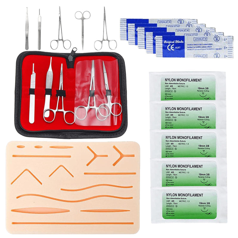 Surgical suture set: suture material surgery, suture practice kit, wound suture practice set, silicone suture pad with tool set, suture practice set, surgical suture set gift for medical students, veterinarians