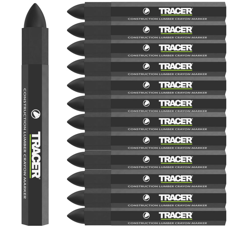 Tracer Lumber Pens Pack of 12 Black 12 x Black Marking Pens for Various Surfaces