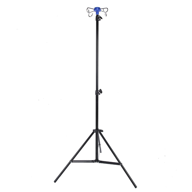 Saluaqui Portable IV Pole Stand, IV Stand for Drip Bags, Stainless Steel Infusion Set with 4 Hooks, Foldable Stand for Nursing Homes and Home Care