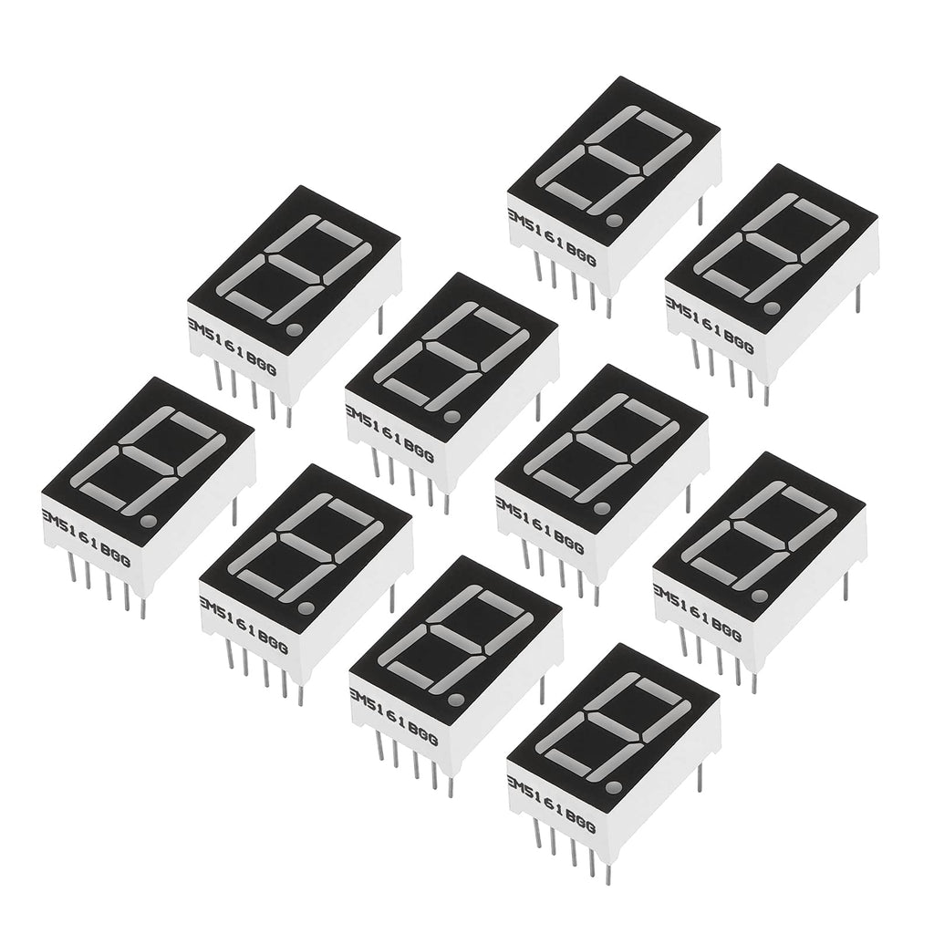 PATIKIL LED Display Digital Tube 20 Pack Common Anode 7 Section 10 Pin 1 Bit 3.3V 0.56" Digit Height LED Display Modules for Electronic Driver Board Green