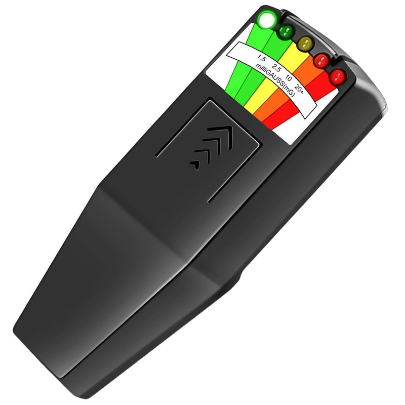 K2 EMF Meter Magnetic Field Detector, Handheld EMF Meter, 5 LED Gauss Meter Detector for Electromagnetic Radiation, for Testing Outdoor, Office Portable Magnetic Field Radiation (Black)