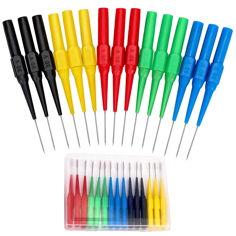 Pack of 15 Multimeter Insulated Piercing Needle Test Probes Measuring Tips for Multimeter 0.7 mm Probe Test Probe Tips with 4 mm Socket for Professional Measurement Industry Removable Probe Insulation Piercing