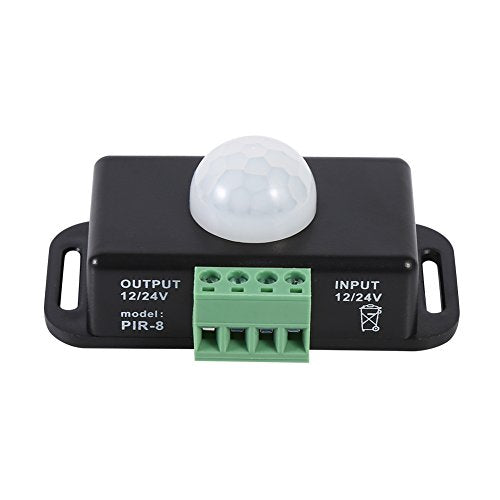 Qiilu Small 12V Motion Sensor 8×5×5DC 12V 24V Body Safety Infrared PIR Motion Sensor Detector Switch for LED Light Bar