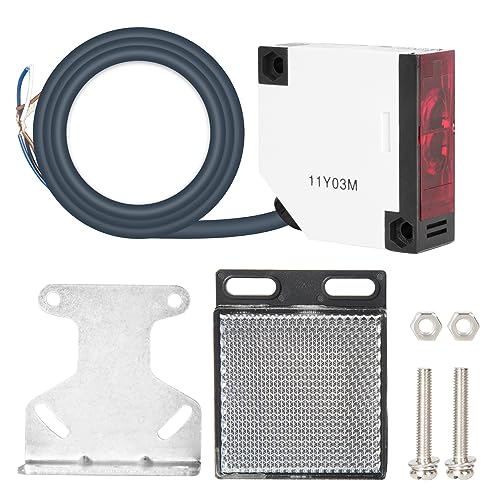 Jadeshay Photoelectric Sensor Switch, Photoelectric Beam Sensor E3JK-R4M1 Reflector Light Barrier AC 90-250V 3A Sensor for Photoelectric Barrier E3JK-R4M1 Induction Distance 4M