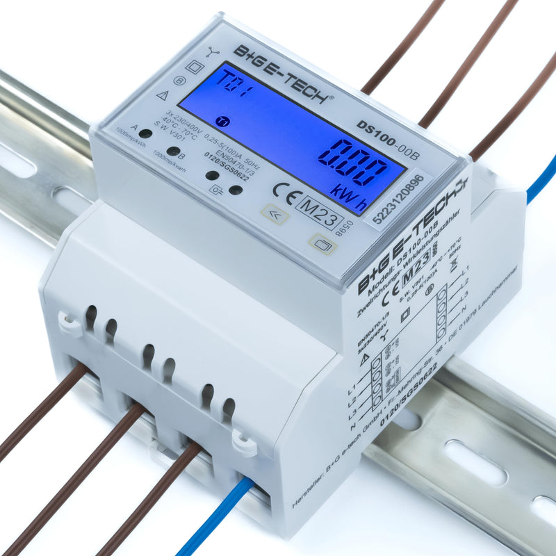 Electricity meter [DS100] 3 phase bi-directional three-phase current meter for DIN rail with RS485 Modbus-RTU, DLT654, S0 pulse or DI signal input | DS100-00B (with 2x S0 and RS485) DS100-00B (with 2x S0 and RS485)
