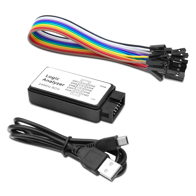APKLVSR Logic Analyzer 8 CH, USB Logic Analyzer Device with USB Cable, 24MHz 8CH Logic Analyzer 8-Channel UART IIC SPI Debug Compatible with Arduino