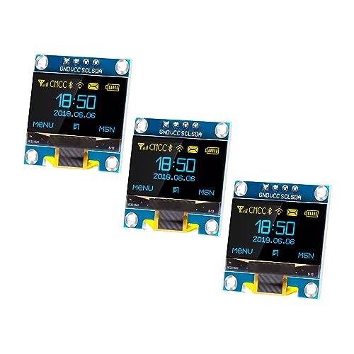 3 x 0.96 Inch OLED Display I2C 128 x 64 Pixel I2C Screen Display Module, 0.96 Inch OLED Display I2C IIC Screen Display Module Compatible with Arduino Raspberry Pi (Yellow and Blue) blue e giallo