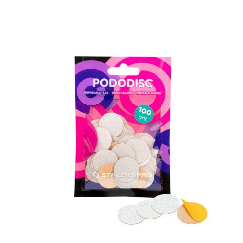 STALEKS PRO Pododisco 50 Self-Adhesive Sanding Discs Pododisc M Expert 20 mm for Nail Cutters Specially Designed for Pedicure Grano 100