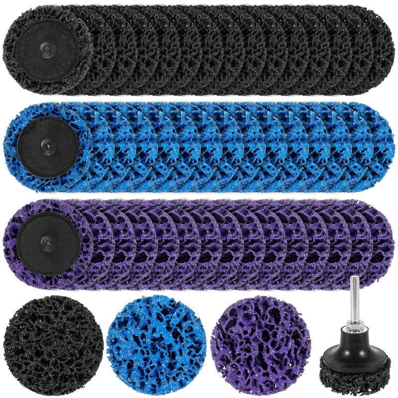45 pieces CSD disc sanding disc 50 mm coarse grinding disc with stand purple/blue/black cleaning disc drill cleaning disc set for surface processing polishing rust removal