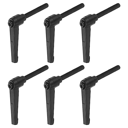 QUARKZMAN Adjustable Clamping Lever Handles M8 x 60 mm Male Thread Bolt Buttons Rotary Screw Locking Quick Release Ratchet Push Switch Handle Black Pack of 6 M8 x 60mm