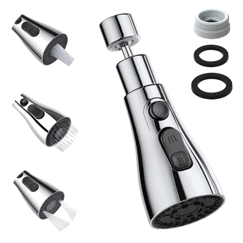 YDHfdc Faucet Replacement Shower Head 360° Rotating 3 Modes Swivel Faucet Attachment Shower Head Kitchen Faucet with Adapter for FM22 Kitchen Faucet Spray Head (Silver) Silver