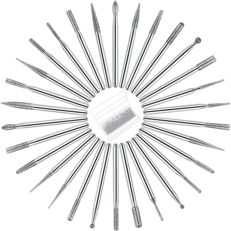 30 pieces diamond grinding point 3 mm, 150 grit drill grinding point, diamond cutter set carbide grinding point, diamond cutter grinding for glass gemstone for grinding, polishing, engraving