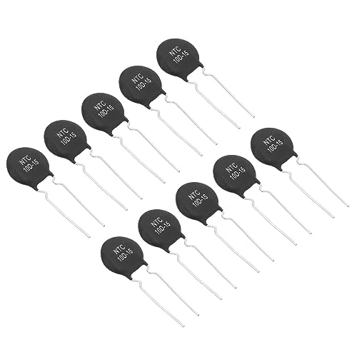 PATIKIL NTC Thermistors Resistors 10 Pieces 10 Ohm NTC10D-15 Highly Sensitive Current Limiter Temperature Sensor for Measuring Temperature Black