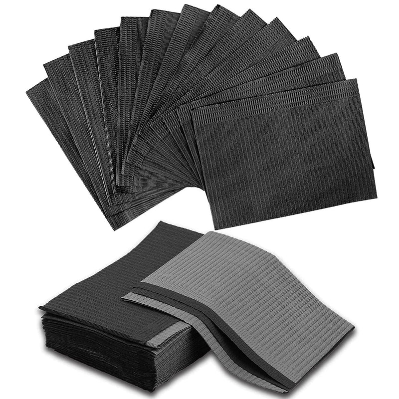 Dental Bibs - PEPAX 35pcs Tattoo Dental Bibs 45.5x33cm 3 Layer Waterproof Tattoo Table Covers Tray Clean Pad Multipurpose Black Tattoo Bibs 35Pcs Black