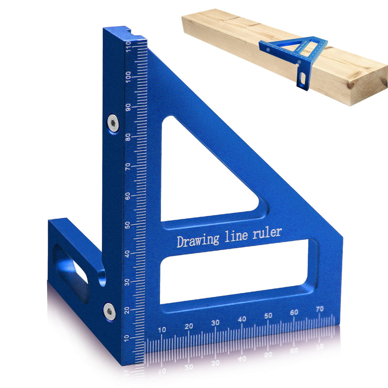 3D Woodworking Square Protractor, Triangle Ruler Scriber, 45/90 Degree Carpenter Square Aluminum Miter Woodworking Ruler, High Precision Layout Multi-Purpose Measuring Tool