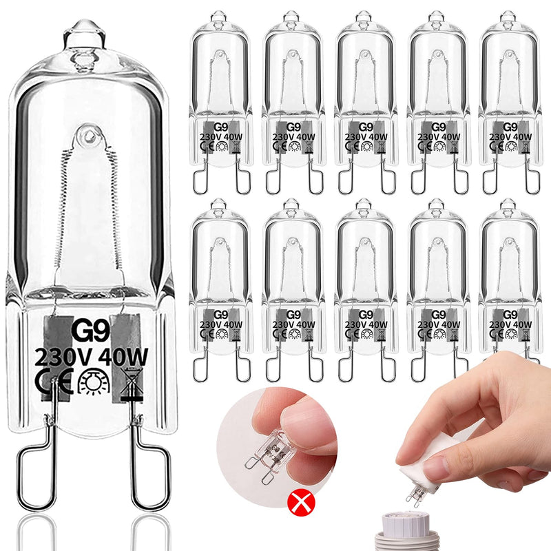 G9 light bulb 10pcs 40W 230V 2900K 480LM Dimmable warm white G9 halogen bulbs G9 capsule light bulb for oven lamp, ceiling light, landscape lighting, wall light, cabinet lighting and more!