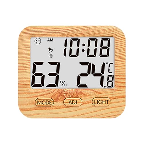 Digital Hygrometer, Temperature and Humidity Meter with Desk Clocks, Backlight, Accurate Time Keeping, Room Thermometer for Bedroom, Office