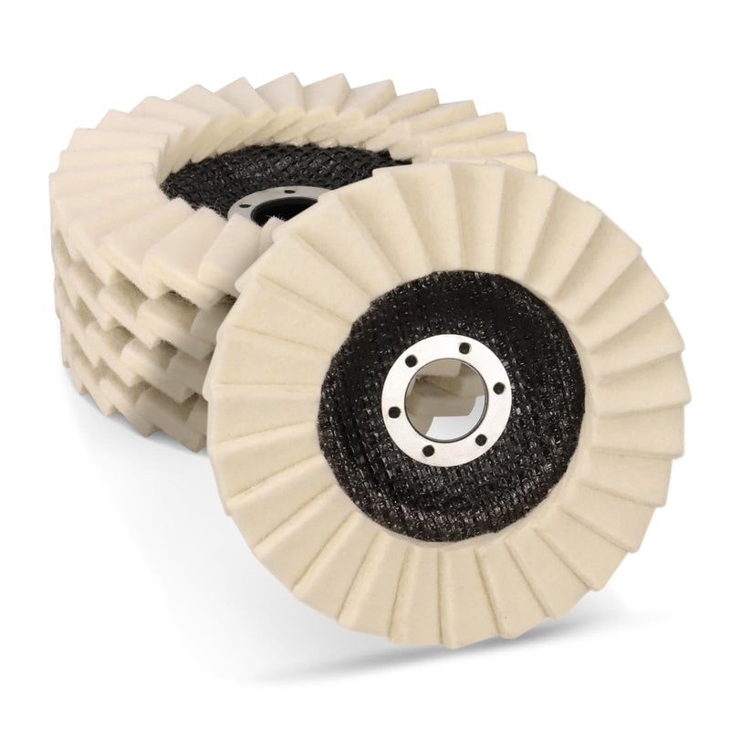 Shineboc Pack of 5 125 mm x 22.2 mm felt polishing flap disc gloss polishing disc felt gloss polishing disc for angle grinders, for grinding and polishing paint, wood, plastic