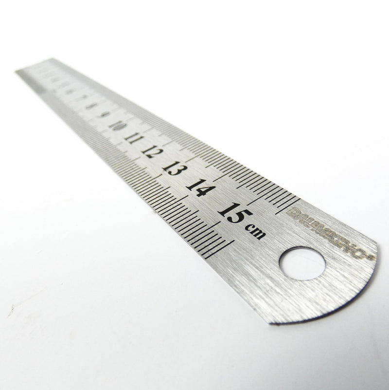 DAUMKINO® stainless steel ruler, length 15 cm, metric/imperial scale, versatile for use in hobbies, school and work