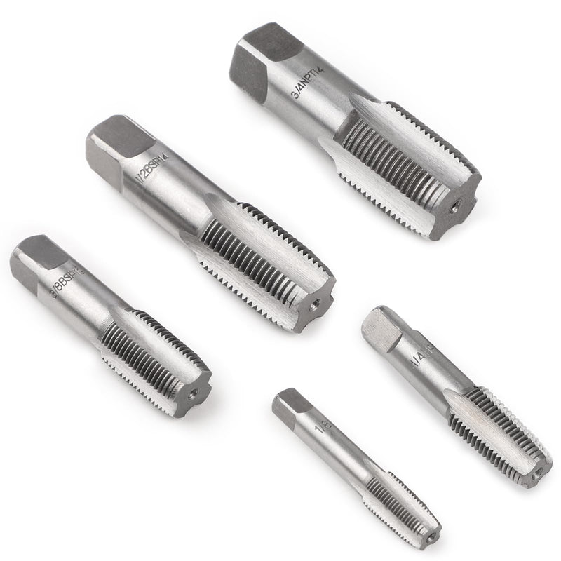 SWAWIS 5 piece pipe tap set tap tap G1/8、G1/4、G3/8、G1/2、G3/4 thread re-drill machine tap hand tap repair of pipe thread connections