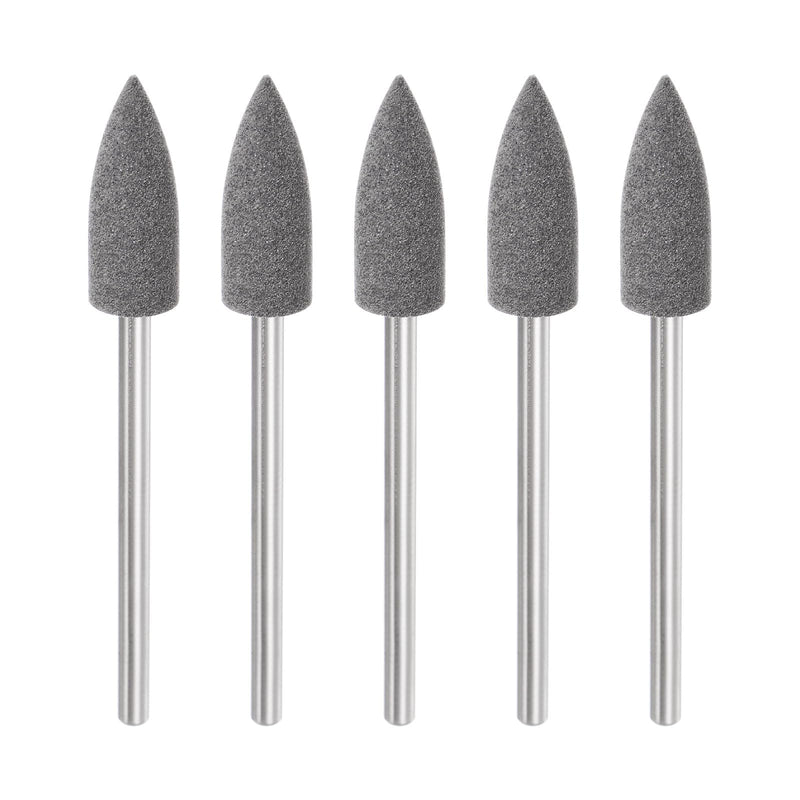 sourcing map 5pcs Rubber Polishing Bit Silicone Buffing Wheel 120 Grit 6mm Diameter Mounted grinding head for electric grinder rotary tool conical shape