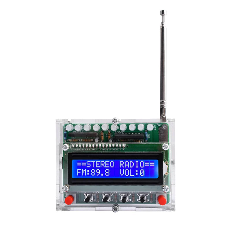 PZMYJB FM Radio Kits Soldering Project Kit with LED Flashing Lights, Adjustable Electronics DIY FM 87-108MHz LCD Display Digital Radio Module Soldering Practice Kits for Training Learning